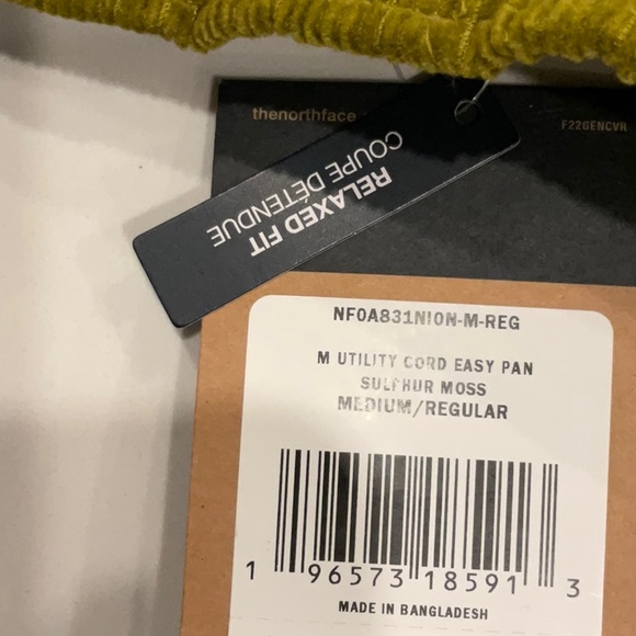 The North Face Utility Cord Easy Pant- Sulphur Moss Men’s Medium/ Regular NWT - Picture 10 of 10